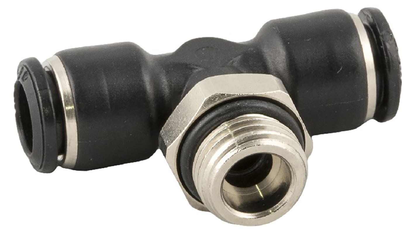 RS PRO Push-in fitting G 1/4 han, Indstik 4 mm til Indstik 4 mm, Gevind-til-slange