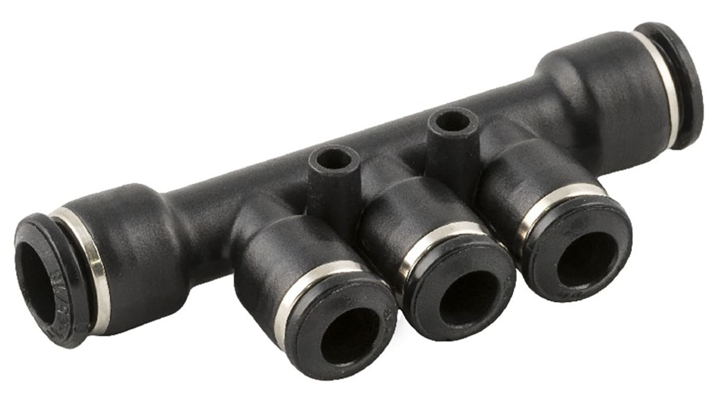 RS PRO 3 Outlet Manifold Push In 8 mm Push In 4 mm