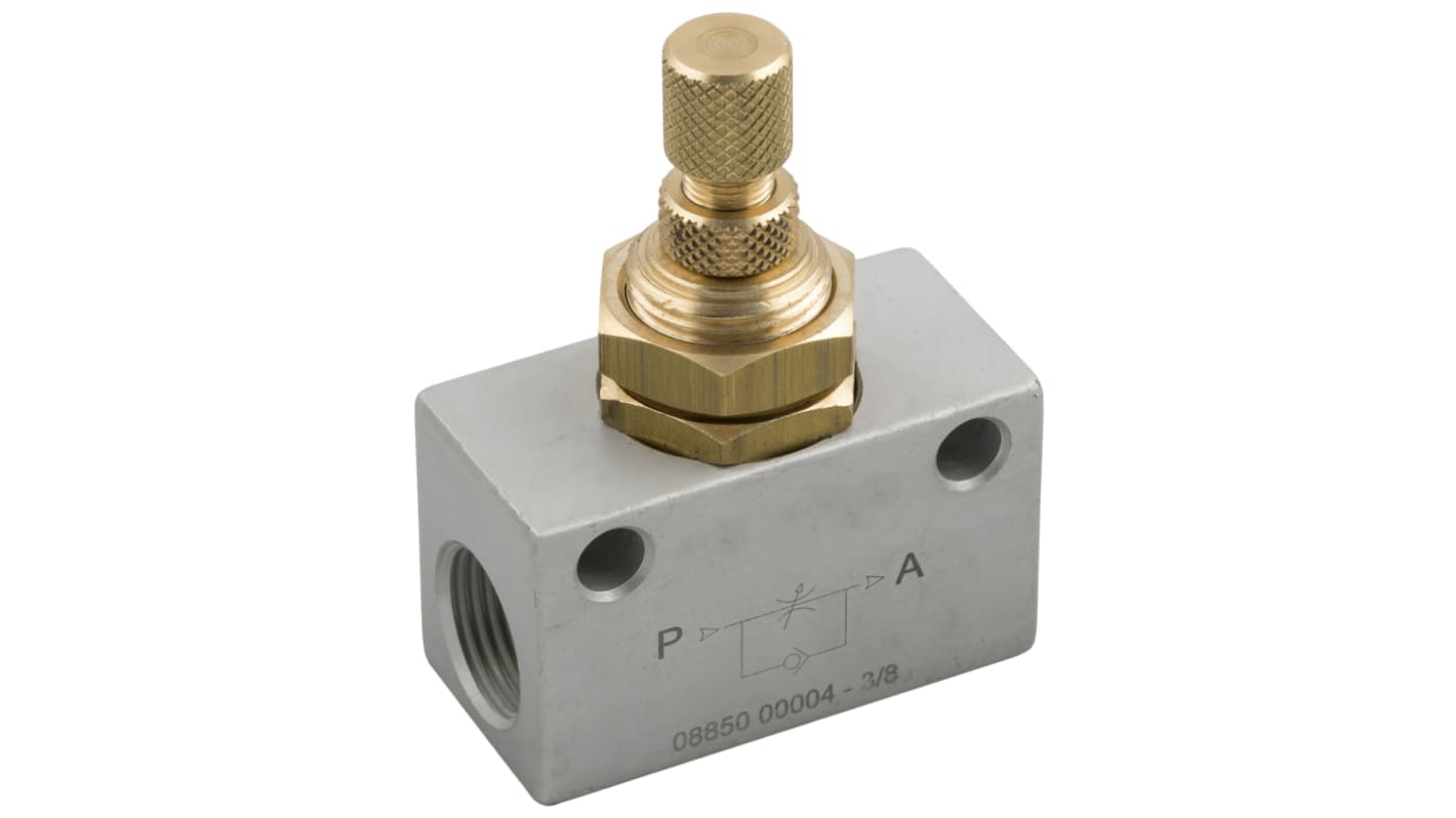 RS PRO Threaded Flow Regulator, M5 Female Inlet Port x M5 Female Outlet Port