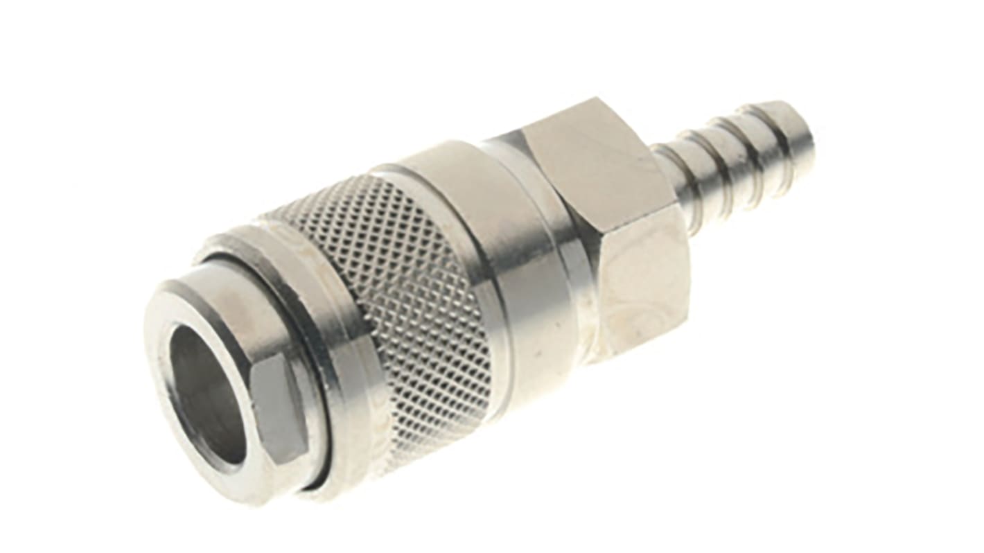 RS PRO Nickel Plated Brass Male Quick Air Coupling, 6mm Hose Barb