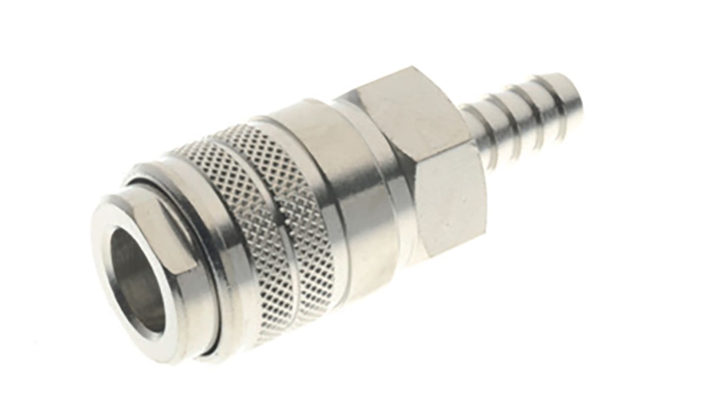 RS PRO Nickel Plated Brass Male Quick Air Coupling, 8mm Hose Barb