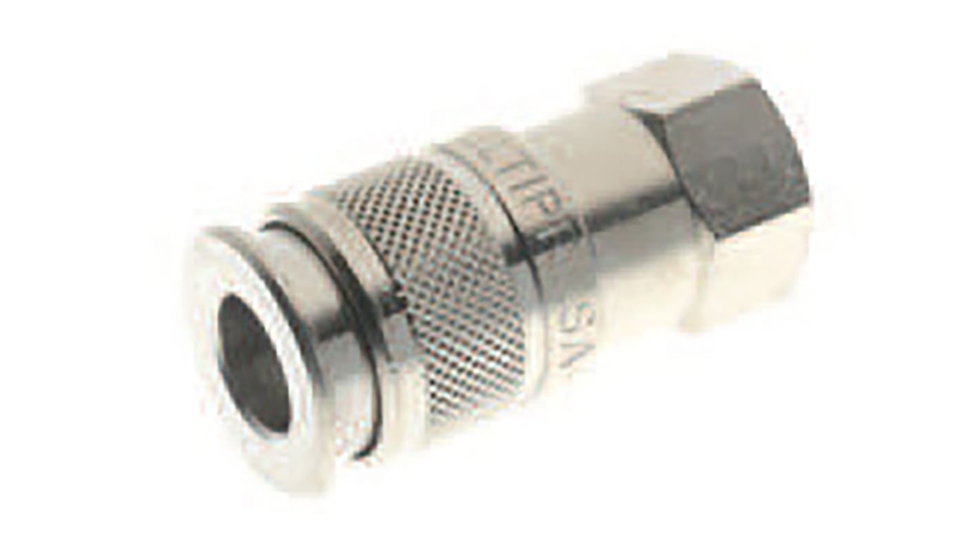 RS PRO Nickel Plated Brass Female Quick Air Coupling, G 1/4 Female Threaded