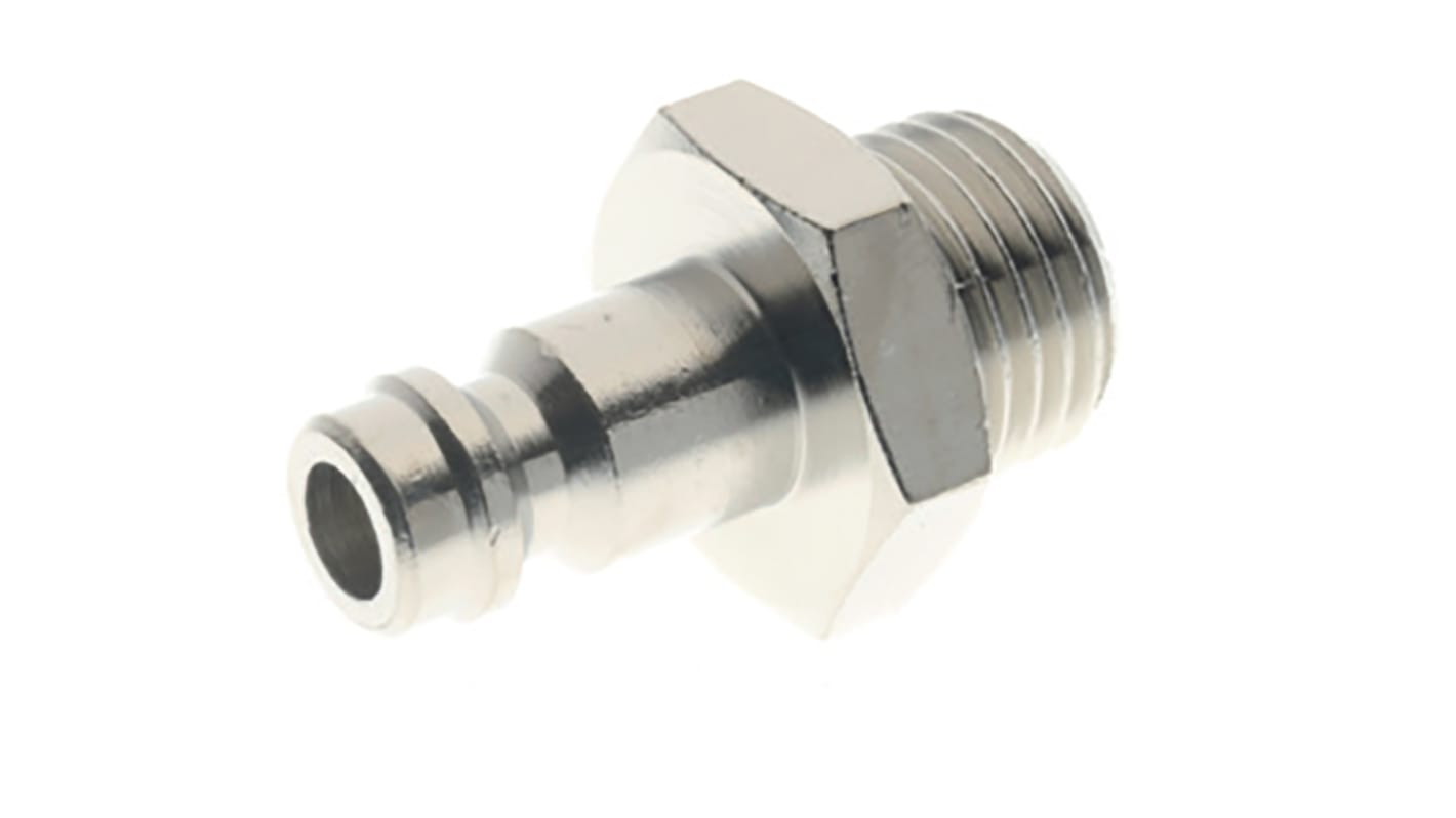 RS PRO Nickel Plated Brass Male Coupler Nipple, G 1/4 Male 1/4in Threaded