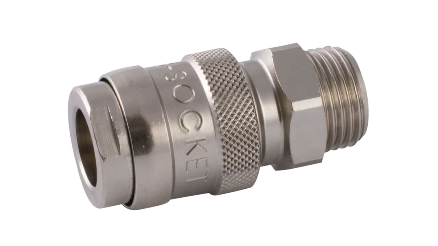 RS PRO Nickel Plated Brass Male Quick Air Coupling, G 1/2 Male 1/2in Threaded