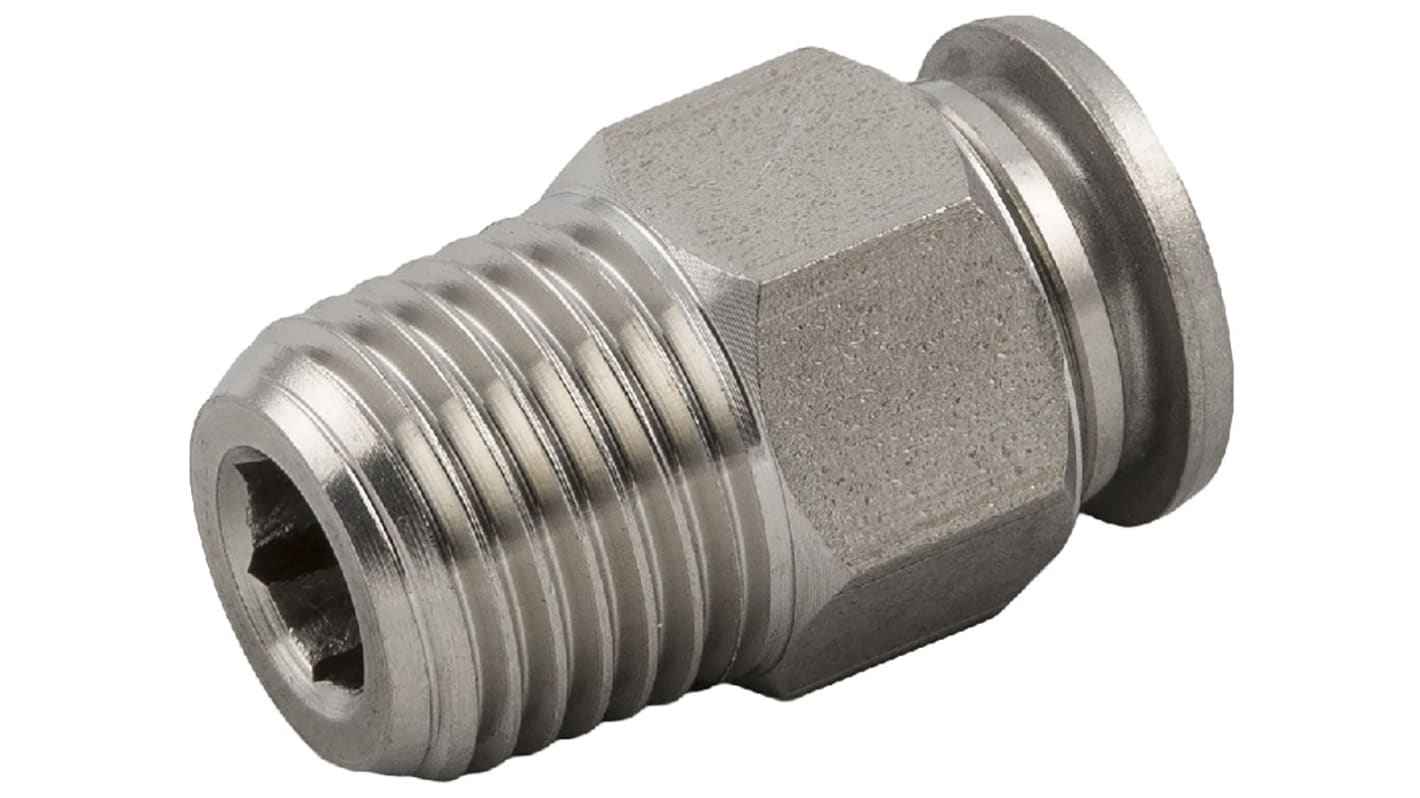 RS PRO Push-in Fitting, R 1/8 Male to Push In 6 mm, Threaded-to-Tube Connection Style