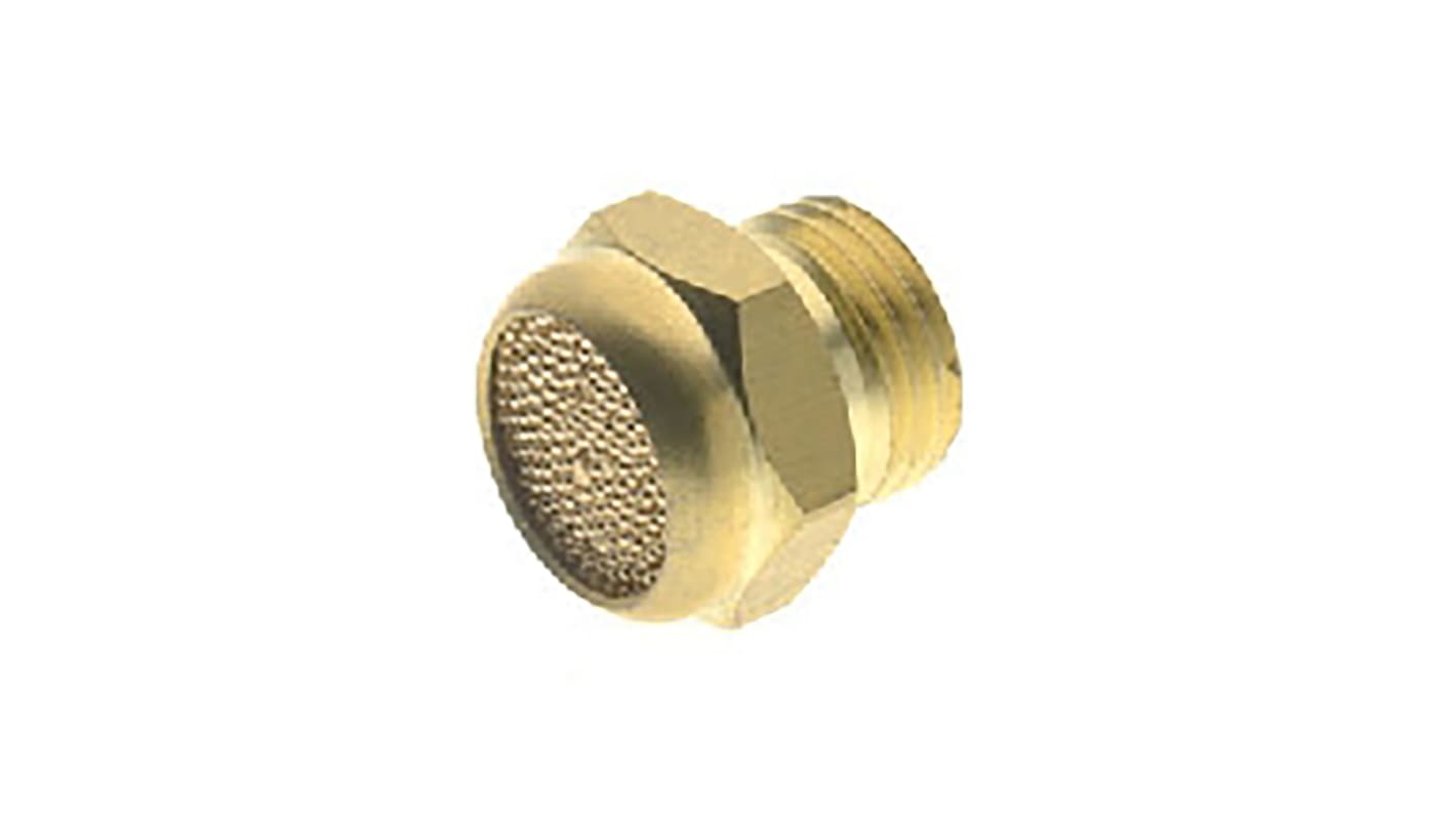 RS PRO Brass 12bar Pneumatic Silencer, Threaded, G 1/8 Male RS