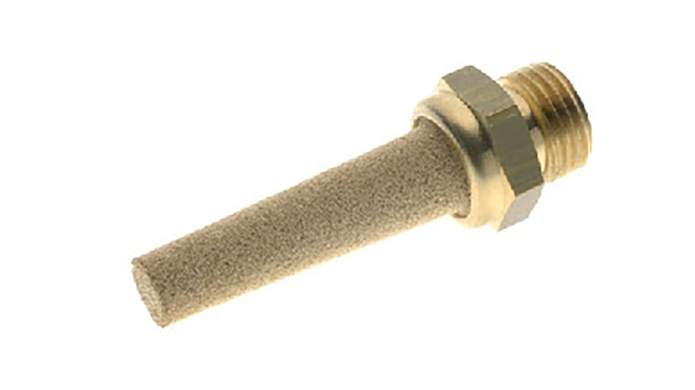 RS PRO Brass 12bar Pneumatic Silencer, Threaded, G 1/8 Male