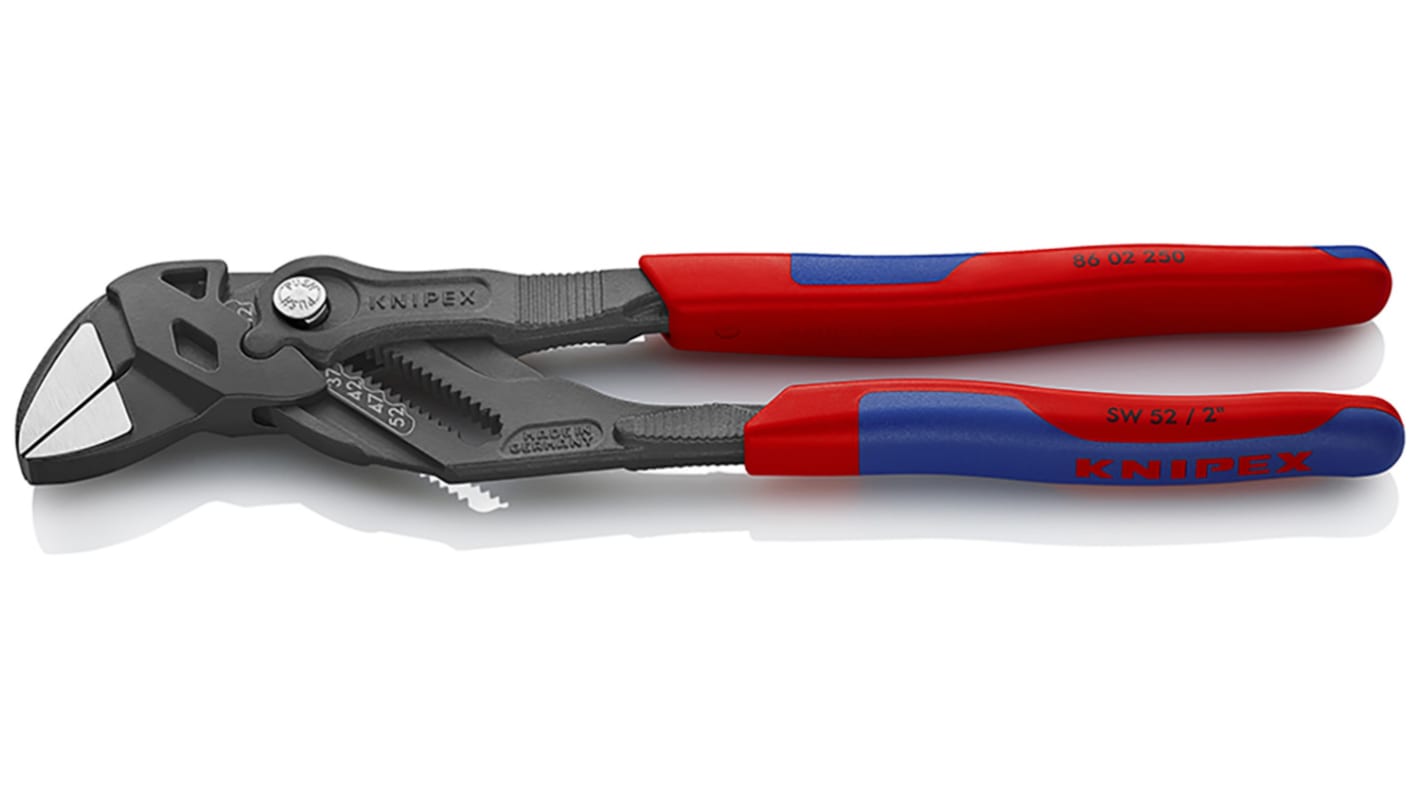 Knipex Plier Wrench, 250 mm Overall, Angled, Straight Tip, 52mm Jaw