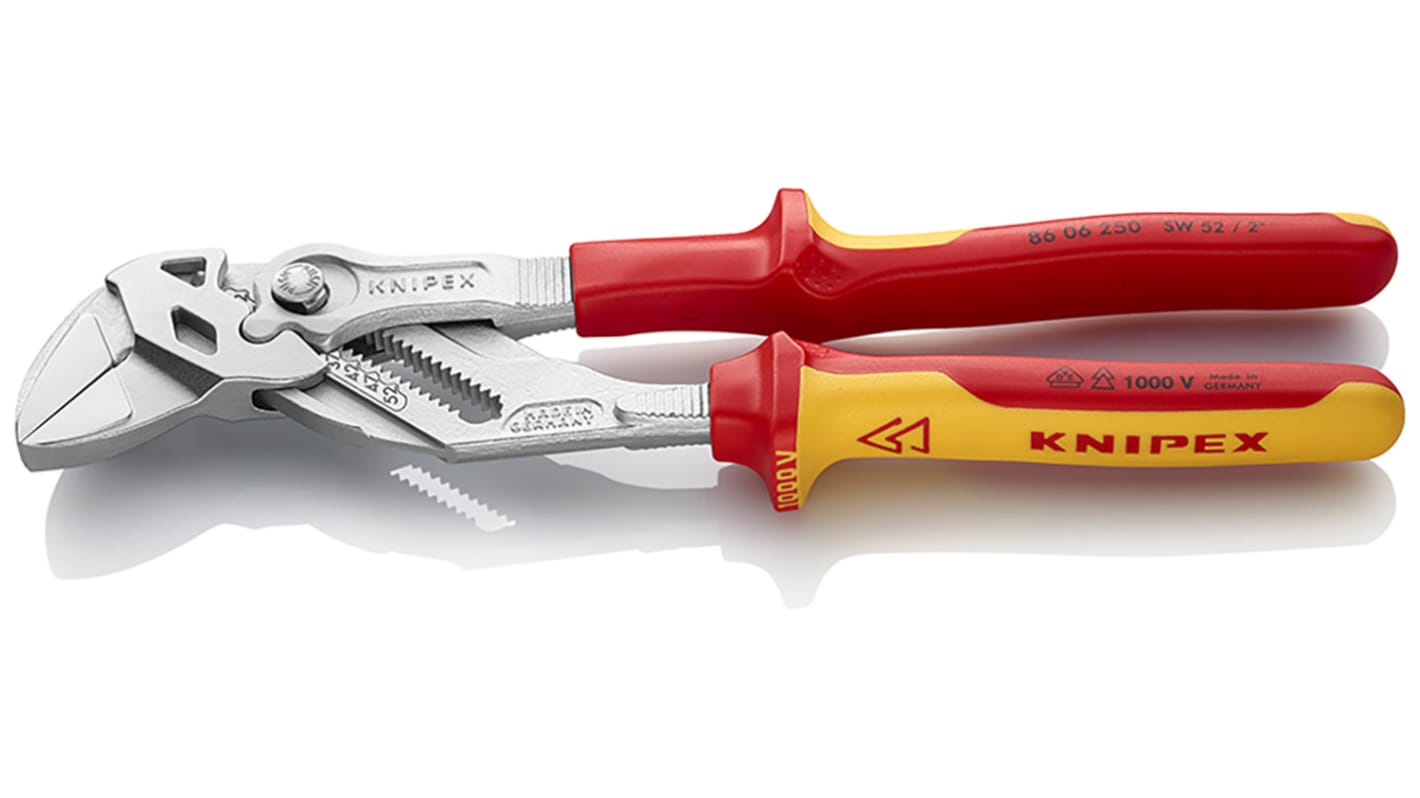 Knipex 86 06 Zangenschlüssel / Backen 52mm, gebogen 250 mm VDE