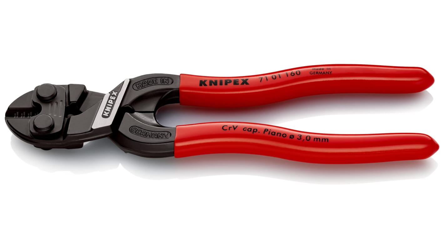 Knipex Kompakter Bolzenschneider, Hochlegierter CrV-Stahl 160 mm, Schneidkraft → 5,3 mm