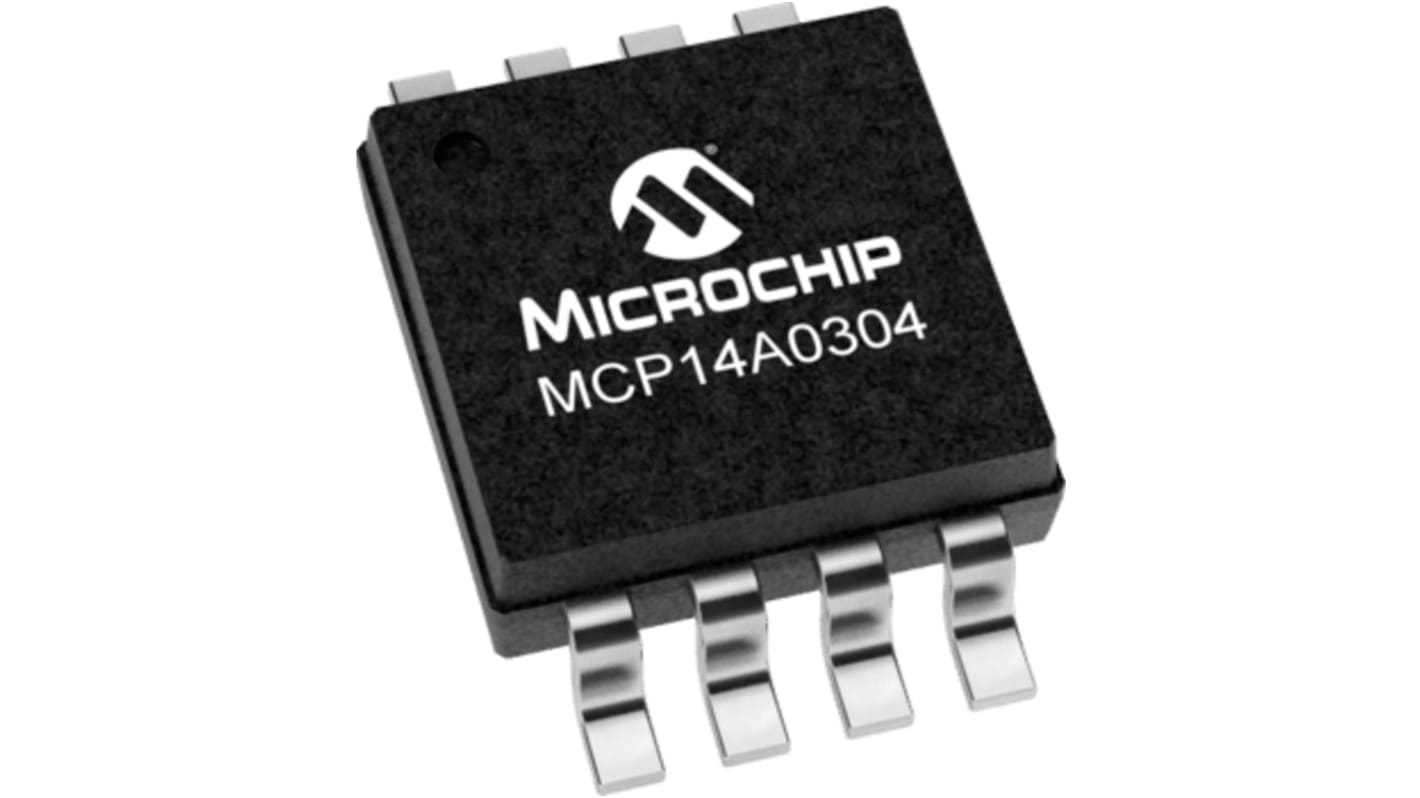 MOSFET kapu meghajtó MCP14A0304T-E/MS CMOS, 3 A, 18V, 8-tüskés, MSOP