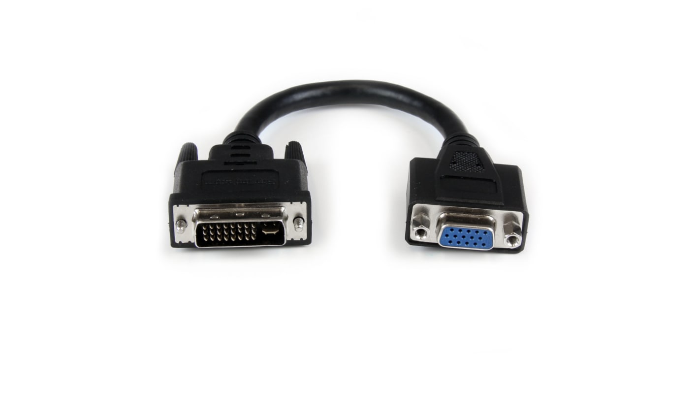 Cable DVI StarTech.com de color Negro, con. A: DVI-I macho, con. B: VGA hembra, long. 200mm