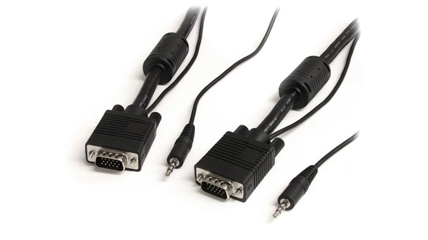 StarTech.com VGA-Kabel A 3,5 mm Stereo-Jack, VGA / Stecker B 3,5 mm Stereo-Jack, VGA / Stecker, 5m PVC Schwarz