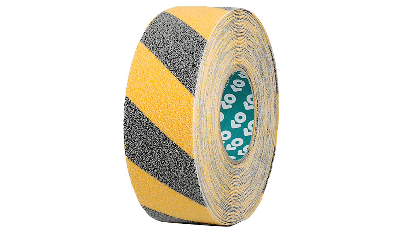 Advance Tapes Black/Yellow PVC 18m Hazard Tape, 1mm Thickness