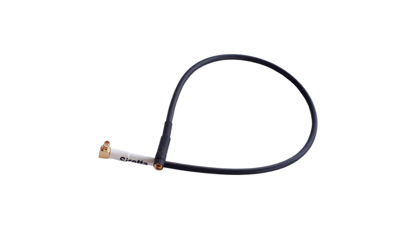 Cable coaxial RG174 Siretta, 50 Ω, con. A: MMCX, Macho, con. B: MMCX, Hembra, long. 250mm, funda de PVC Negro