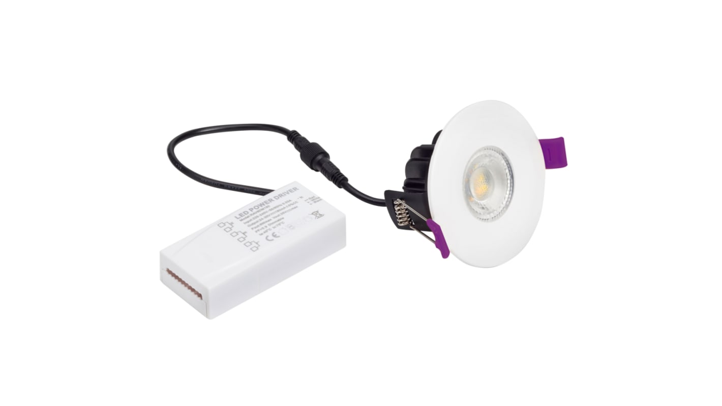 RS PRO Fixed LED Lefelé világító lámpa, 180 → 240 V ac, 52 Dia. x 90 mm, 6 W