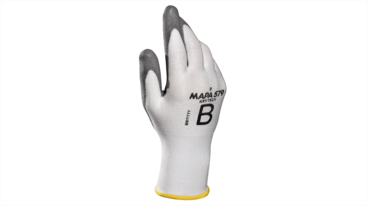 Mapa KRYTECH 579 White HPPE Cut Resistant Work Gloves, Size 10, Large, Polyurethane Coating