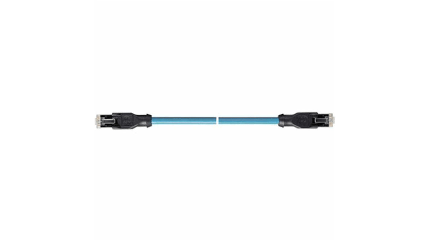 Câble Ethernet catégorie 5e SF/UTP Lapp, Bleu, 1m PUR Avec connecteur, Retardant à la flamme, Sans halogène