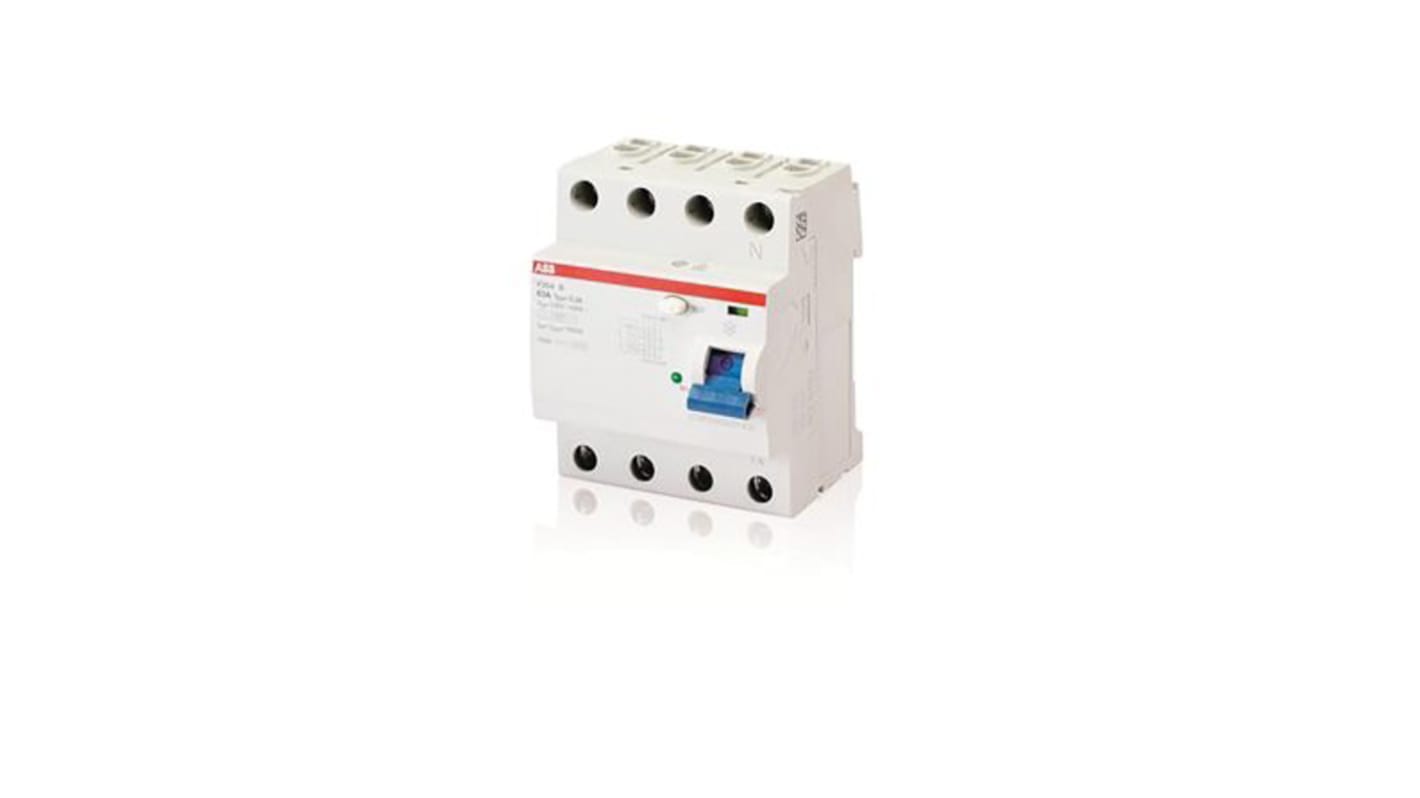 ABB F200 RCCB, 4-polig, 63A, 30mA Typ B 400V