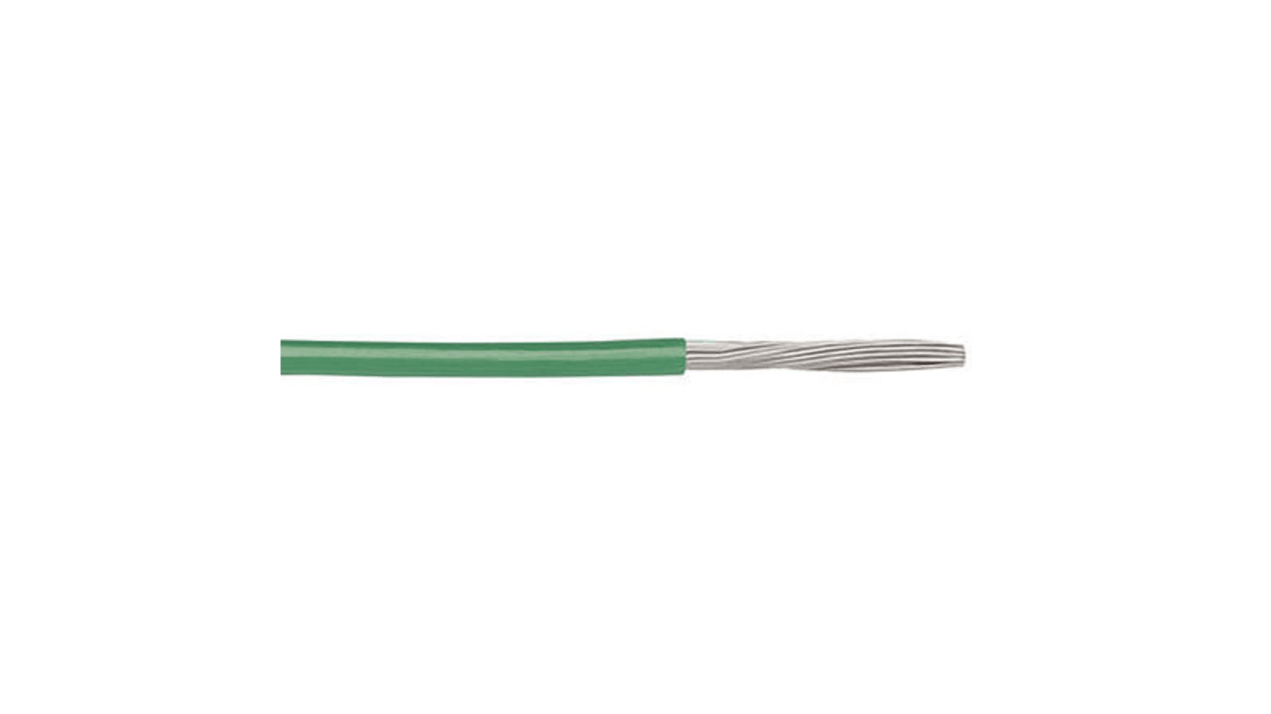 Alpha Wire Hook-up Wire TEFLON Series Green 0.06 mm² PTFE Equipment Wire, 30 AWG, 7/0.10 mm, 30m, PTFE Insulation