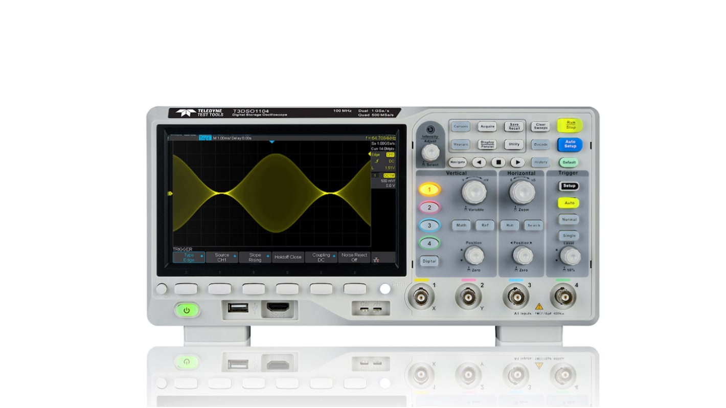 Oscilloscopio con funz. di memorizzazione Teledyne LeCroy T3DSO1104, 4 ch. analogici, 100MHz, Cert. LAT