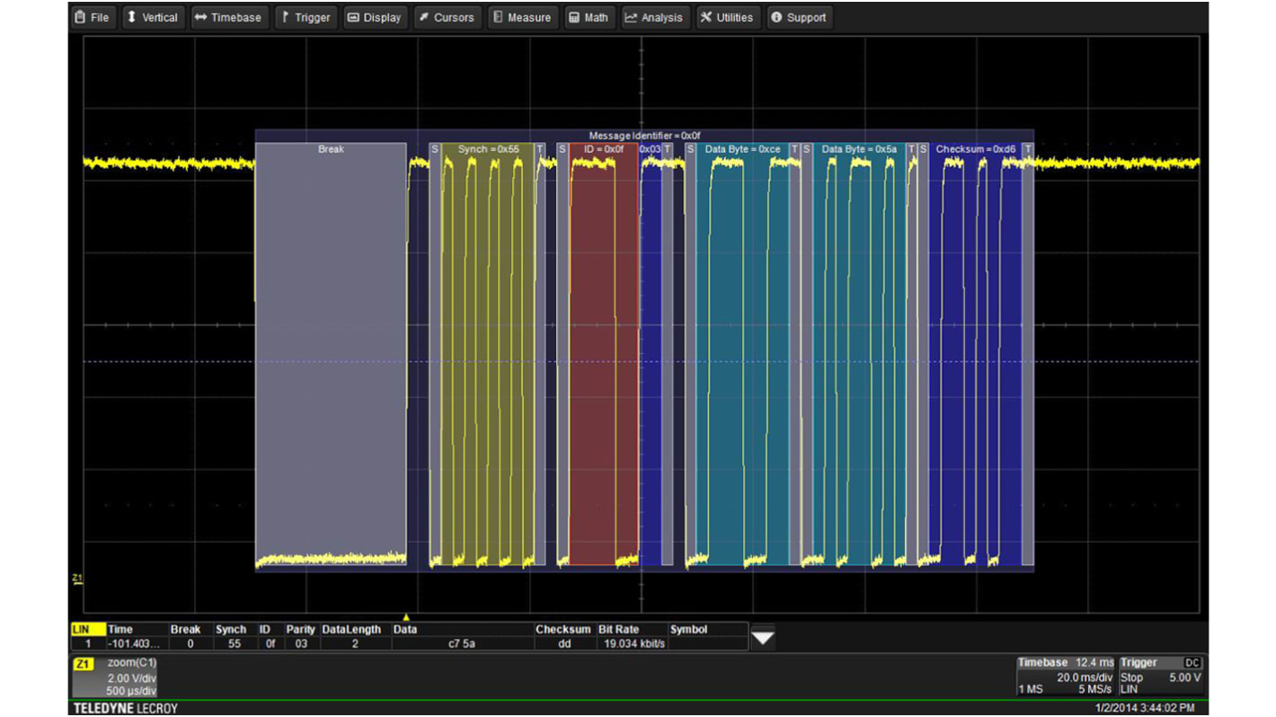 オシロスコープ用ソフトウェア Teledyne LeCroy シリアルトリガデコーディングパッケージオプション T3DSO2000シリーズオシロスコープ用