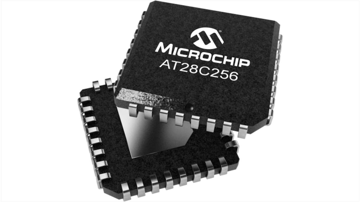 Memoria EEPROM en paralelo AT28C256E-15JU Microchip, 256kbit, 32K x, 8bit, Paralelo, 150ns, 32 pines PLCC