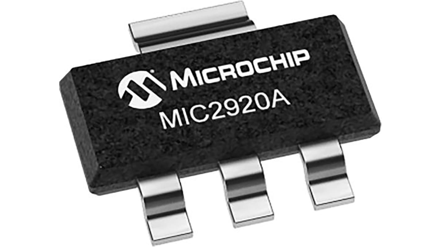 Microchip 電圧レギュレータ 低ドロップアウト電圧 3.3 V, 3-Pin, MIC2920A-3.3WS-TR