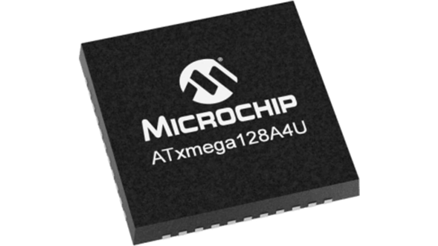 Microchip ATXMEGA128A4U-MHR, 8bit AVR Microcontroller, ATXMEGA, 32MHz, 128 kB Flash, 44-Pin VQFN