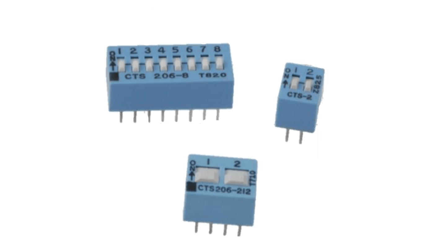 CTS THT DIP-Schalter Standard 10-stellig, 1-poliger Ein/Ausschalter 100 (nicht schaltend) mA, 50 (schaltend) mA, bis