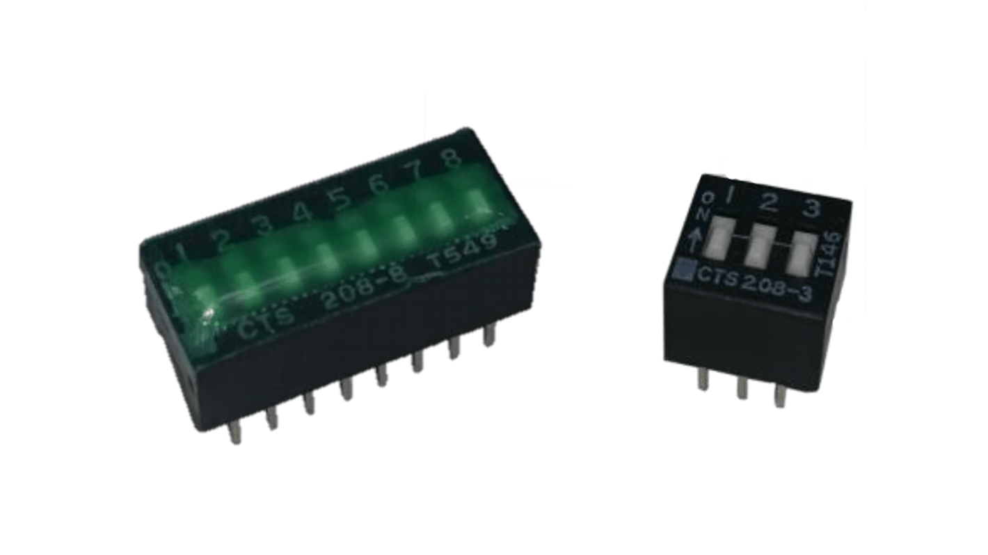 CTS THT DIP-Schalter Standard 3-stellig, 1-poliger Ein/Ausschalter 100 (nicht schaltend) mA, 50 (schaltend) mA, bis