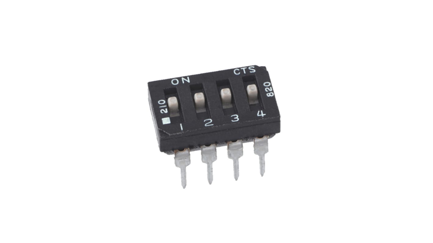 Przełącznik DIP 4-pozycyjny SPST THT 0,1 mA (z przełączaniem), 100 mA (bez przełączania), 100 mA (z przełączaniem) -40
