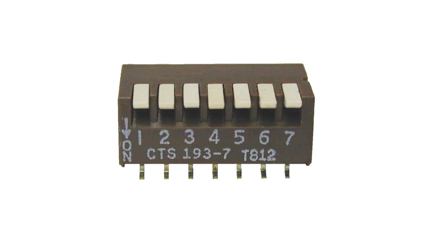 CTS DIP-Schalter Piano 8-stellig, 1-poliger Ein/Ausschalter 100 (nicht schaltend) mA, 50 (schaltend) mA, bis +85°C