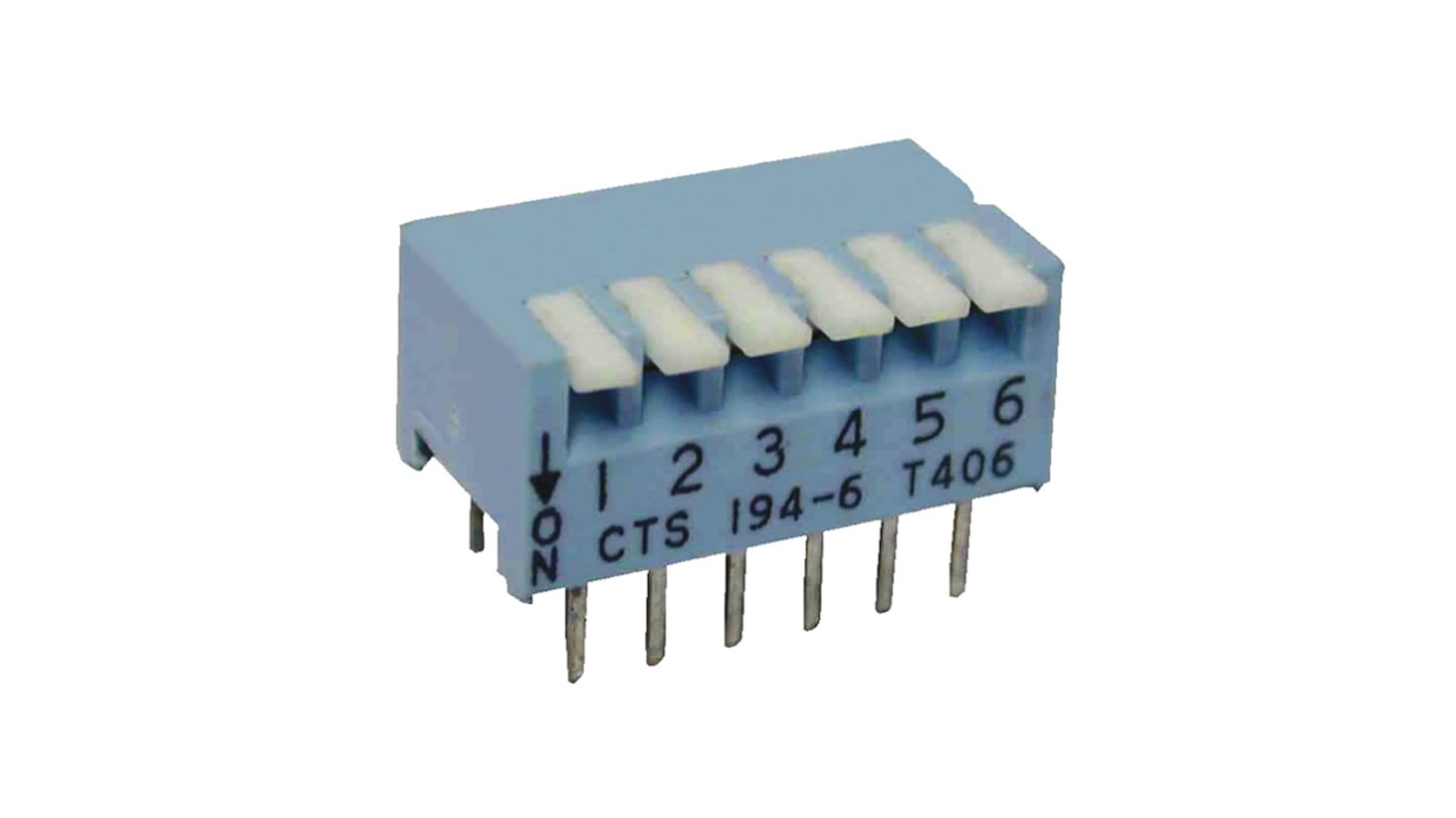 Interruptor DIP, SPST, Montaje en orificio pasante, Actuador Piano, 100 mA (sin conmutación), 50 mA (conmutación), 2