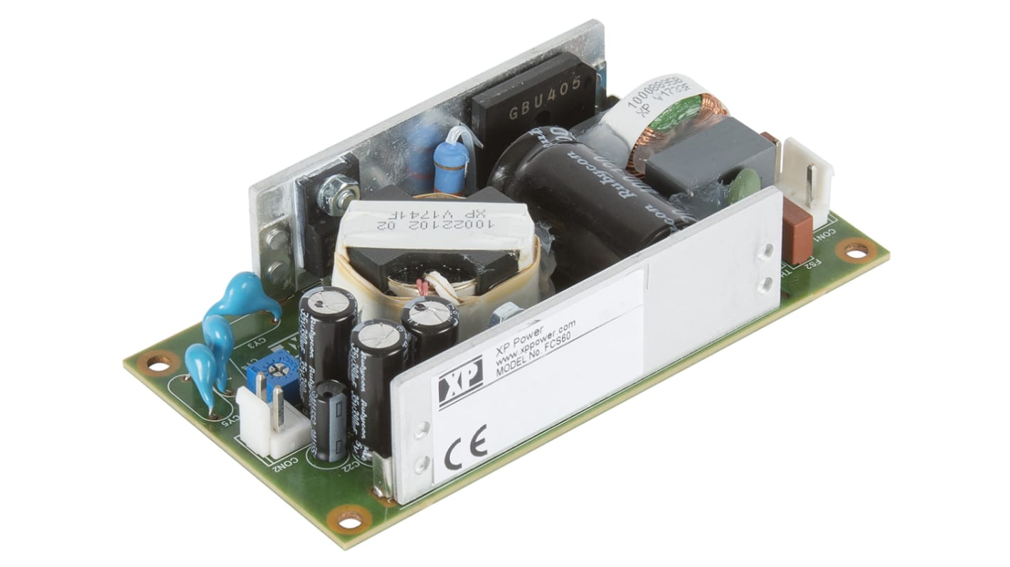 XP Power Switching Power Supply, FCS60US18, 18V dc, 3.33A, 60W, 1 Output, 80 → 264V ac Input Voltage