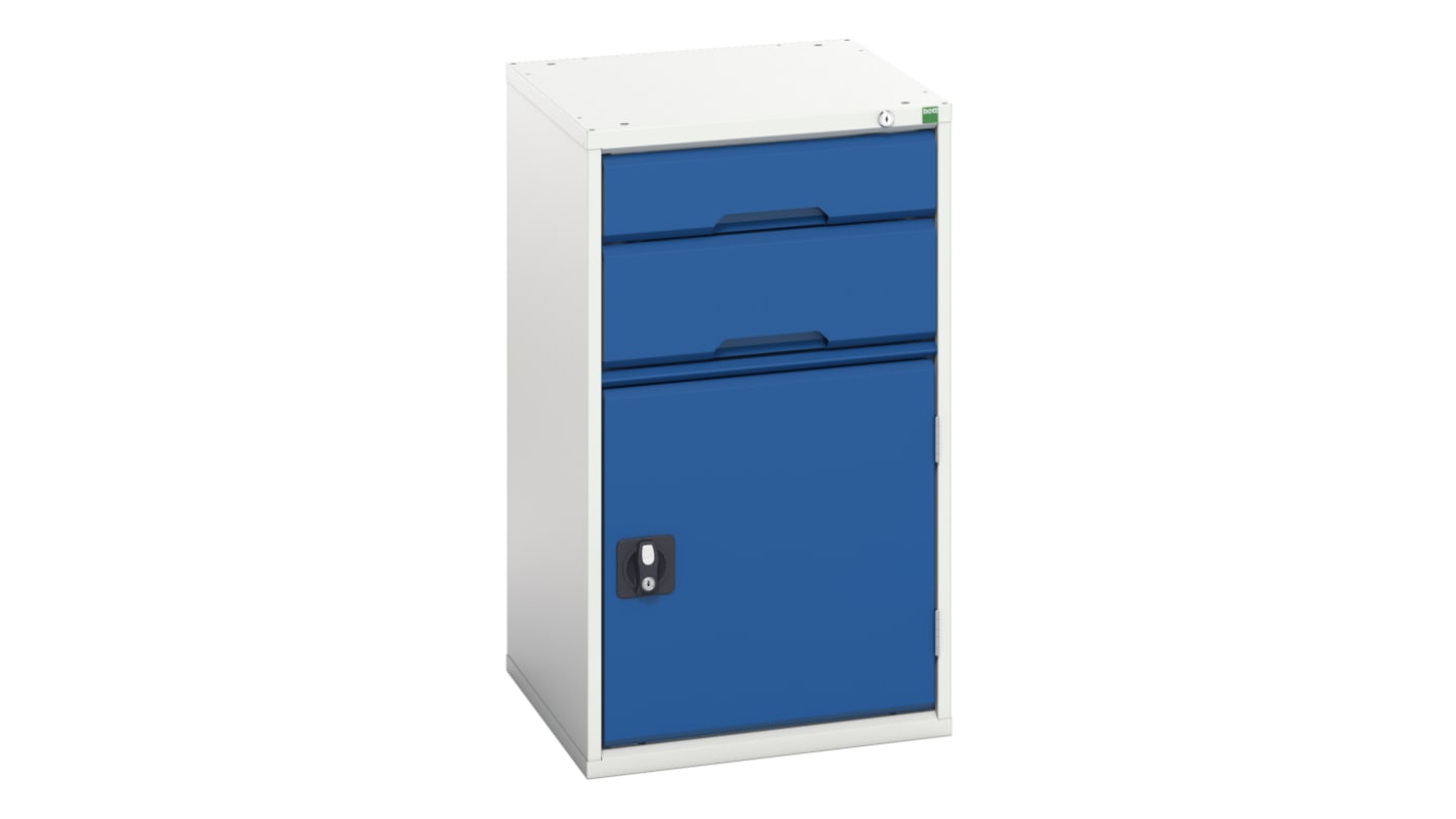 Bott 2 Drawer Unit, Steel, 900mm x 525mm x 550mm, Blue, Grey