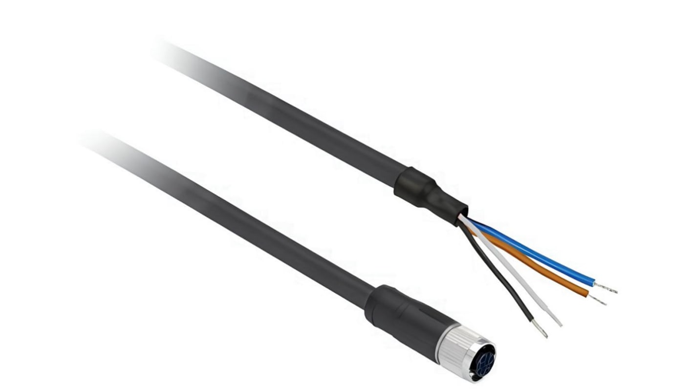 Cable de conexión Telemecanique Sensors, con. A M12 Hembra, 4 polos, long. 10m, 250 V ac, 300 V dc, 3 A