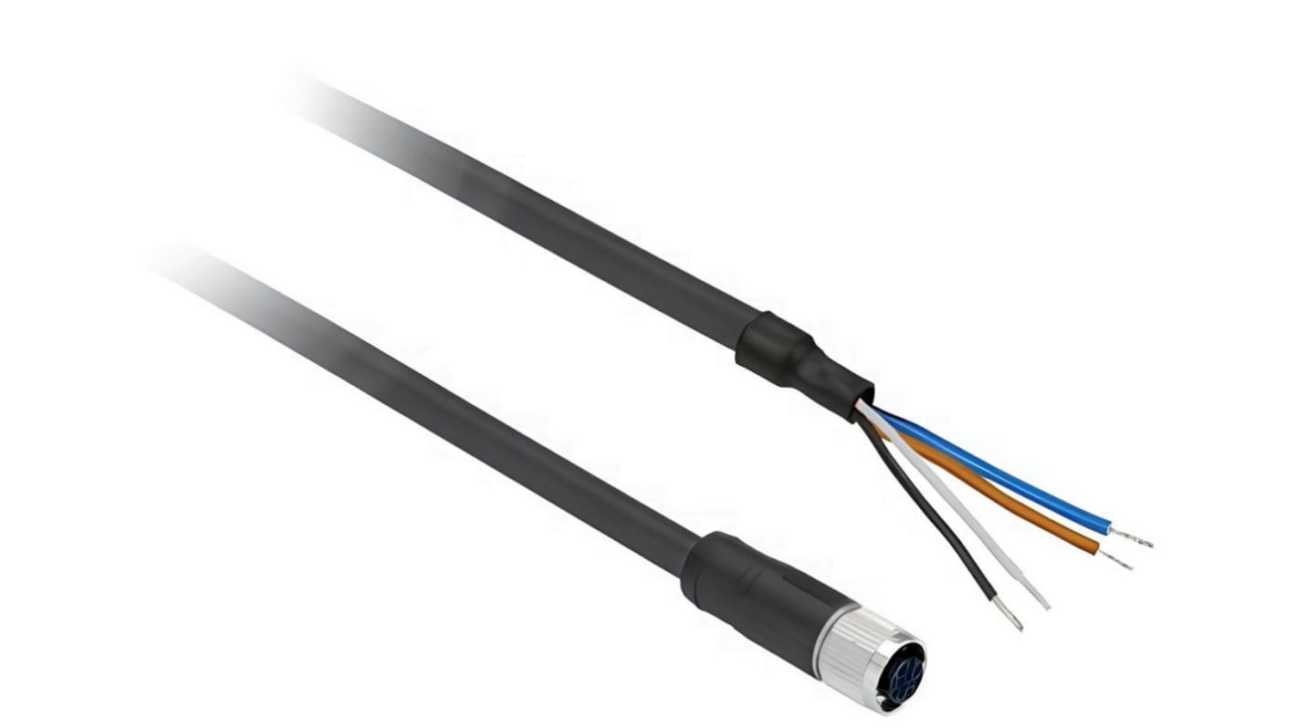 Cable de conexión Telemecanique Sensors, con. A M12 Macho, 4 polos, con. B M12, long. 15m, 250, 300 V., 3 A, IP65, IP67