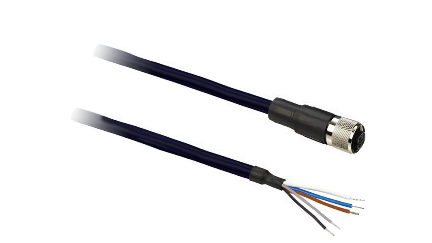 Cable de conexión Telemecanique Sensors, con. A M12 Hembra, 5 polos, con. B M12 Hembra, long. 10m, 60, 75 V., 3 A,