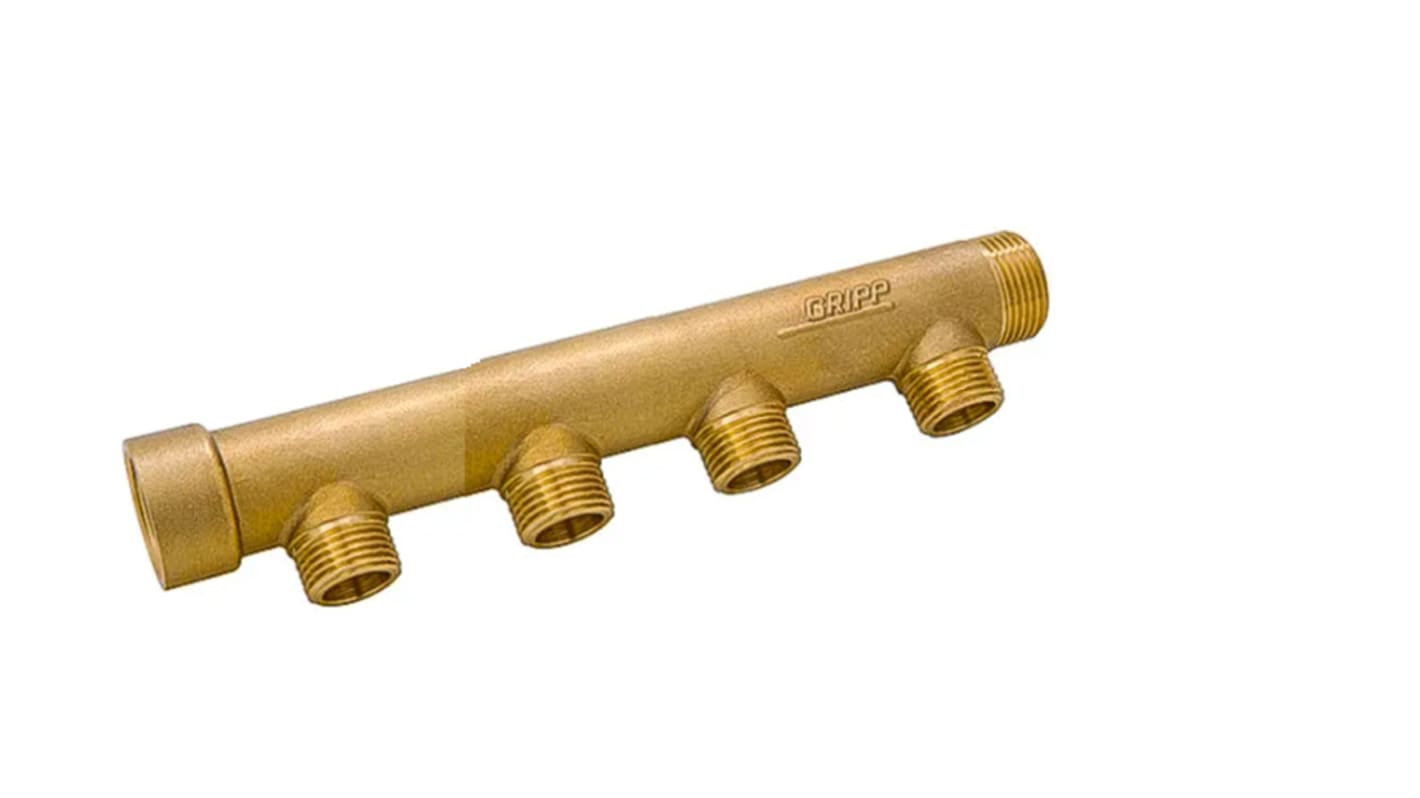 Watts Brass Pipe Fitting, Straight Compression Manifold, Male 3/4in to Male 1/2in