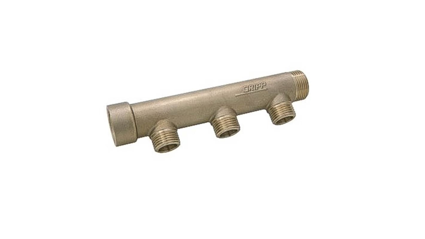 Watts Brass Pipe Fitting, Straight Compression Manifold, Male 3/4in to Male 1/2in