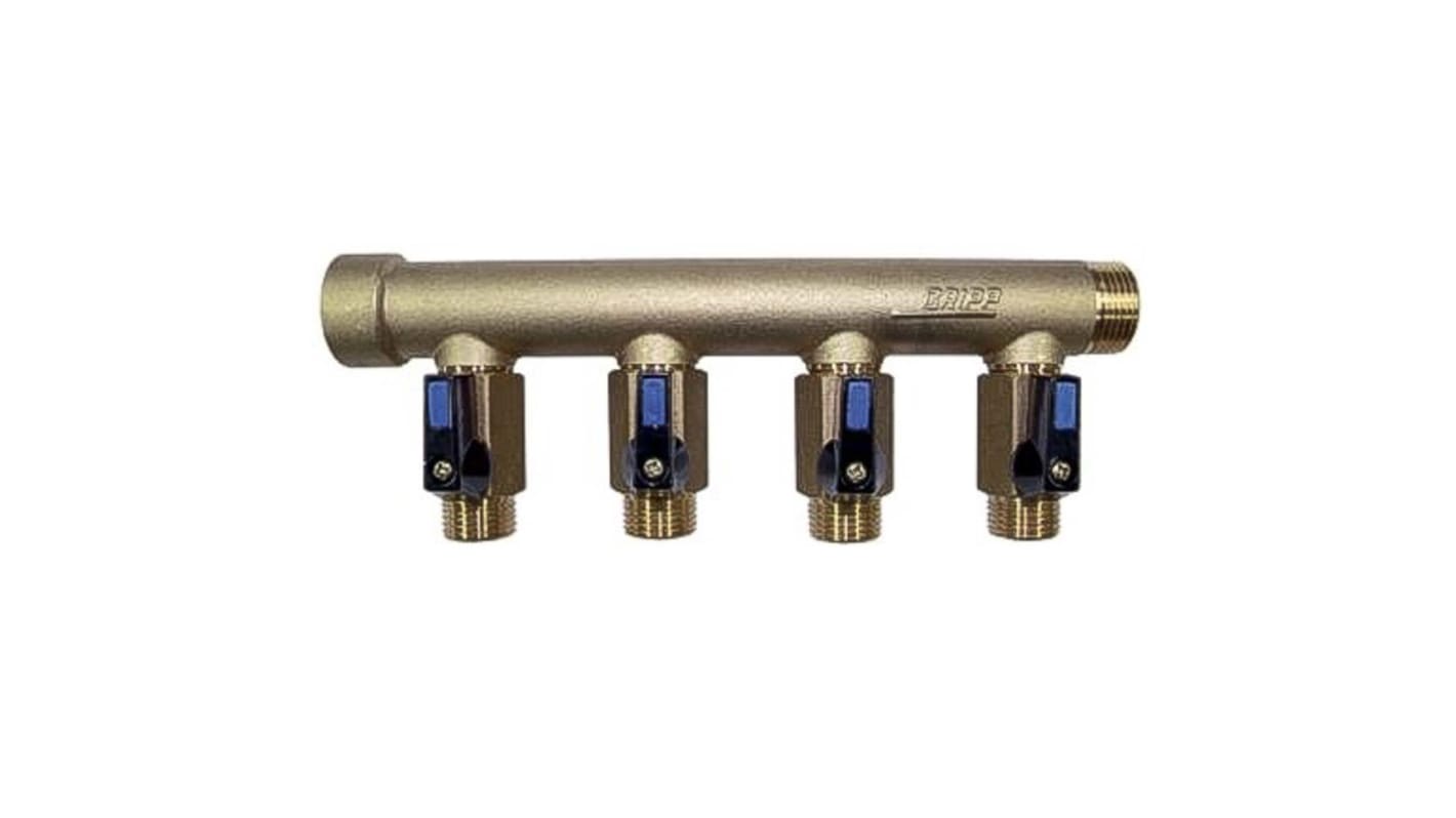 Watts Brass Pipe Fitting, Straight Compression Manifold, Male 3/4in to Male 1/2in