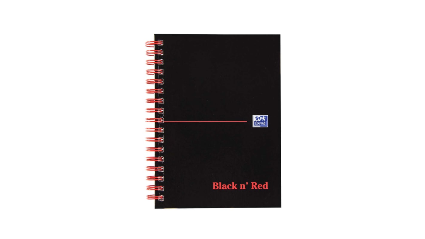 Notesblok med Sort/rød, stiv indbinding indbinding, A6, 70 sider