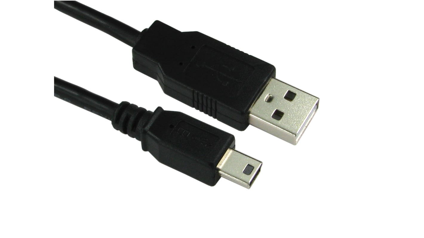 RS PRO USB 2.0 Cable, Male USB A to Male Mini USB B  Cable, 200mm