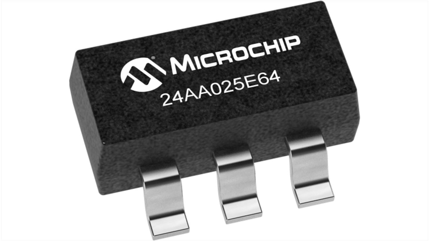 Memoria EEPROM seriale A 2 fili Microchip, da 2kbit, SOT-23,  SMD, 6 pin