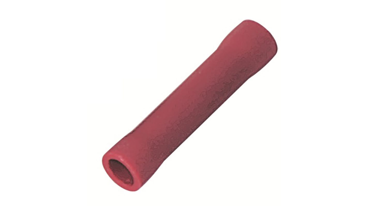 RS PRO Kabelspleißverbinder, Rot, 0,5 → 1,5 mm², 22 → 16 AWG, Ø 4mm, Ges.L 24.6mm, 0.5mm² - 1.5mm², 16AWG