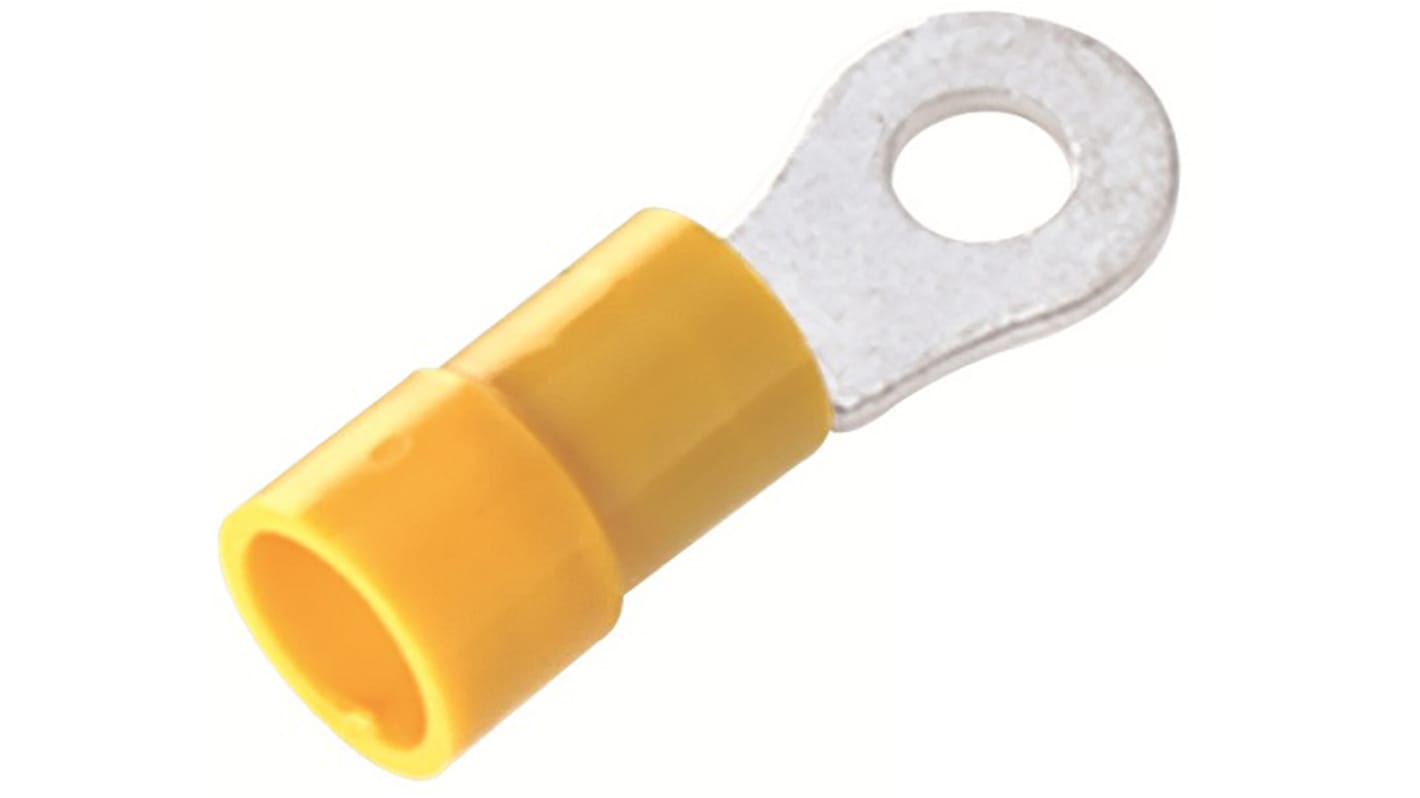 Krimpovací kroužková svorka, 6.5mm, Žlutá, +105°C, max. AWG: 10AWG, izolovaná, min. AWG: 12AWG, 2.5mm² -, 6mm², RS PRO