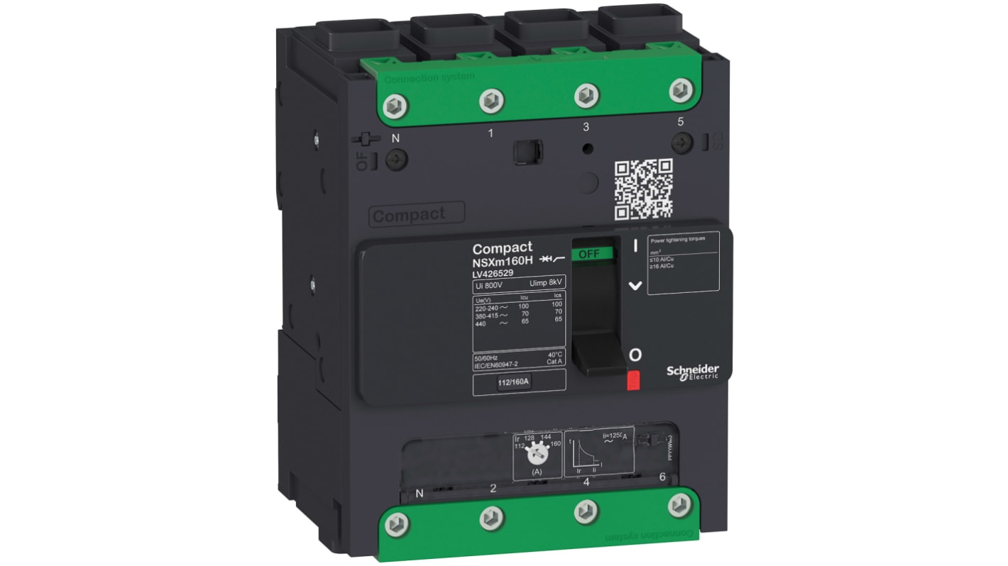 Schneider Electric, Compact MCCB 4P 80A, Breaking Capacity 70 kA, Clip-On
