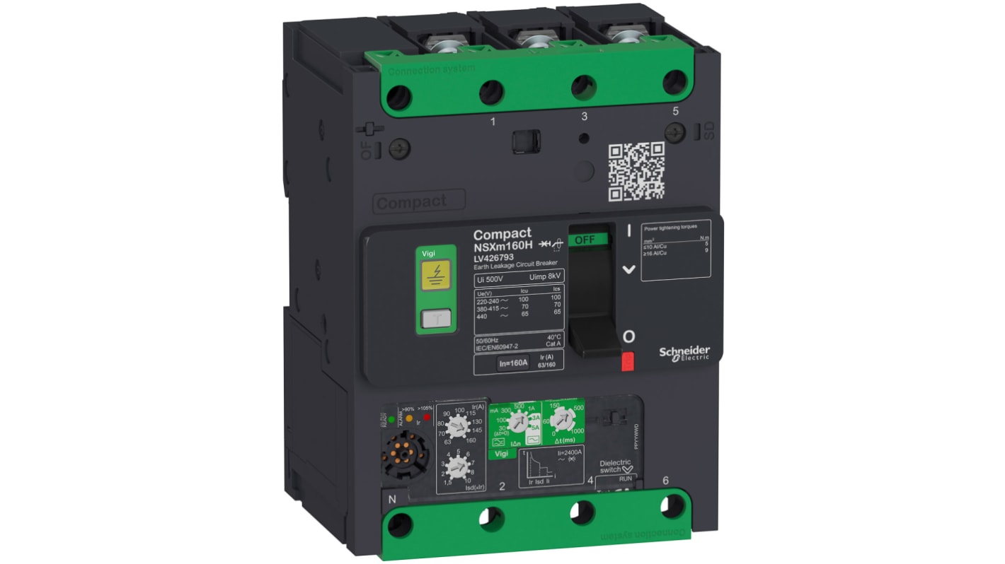 Schneider Electric, Compact MCCB 3P 100A, Breaking Capacity 16 kA, DIN Rail Mount