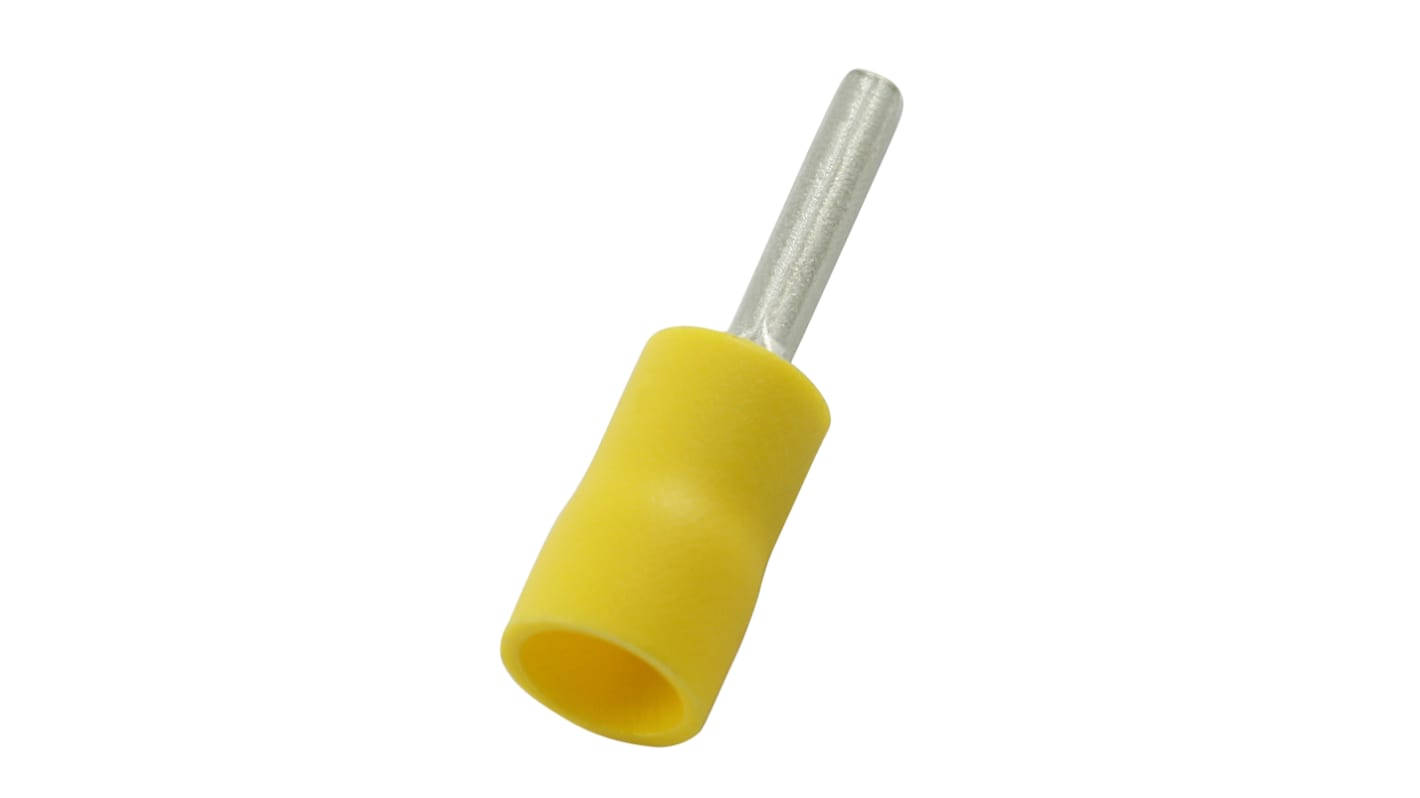 RS PRO Insulated Crimp Pin Connector, 4mm² to 6mm², 12AWG to 10AWG, 2.8mm Pin Diameter, 14mm Pin Length, Yellow